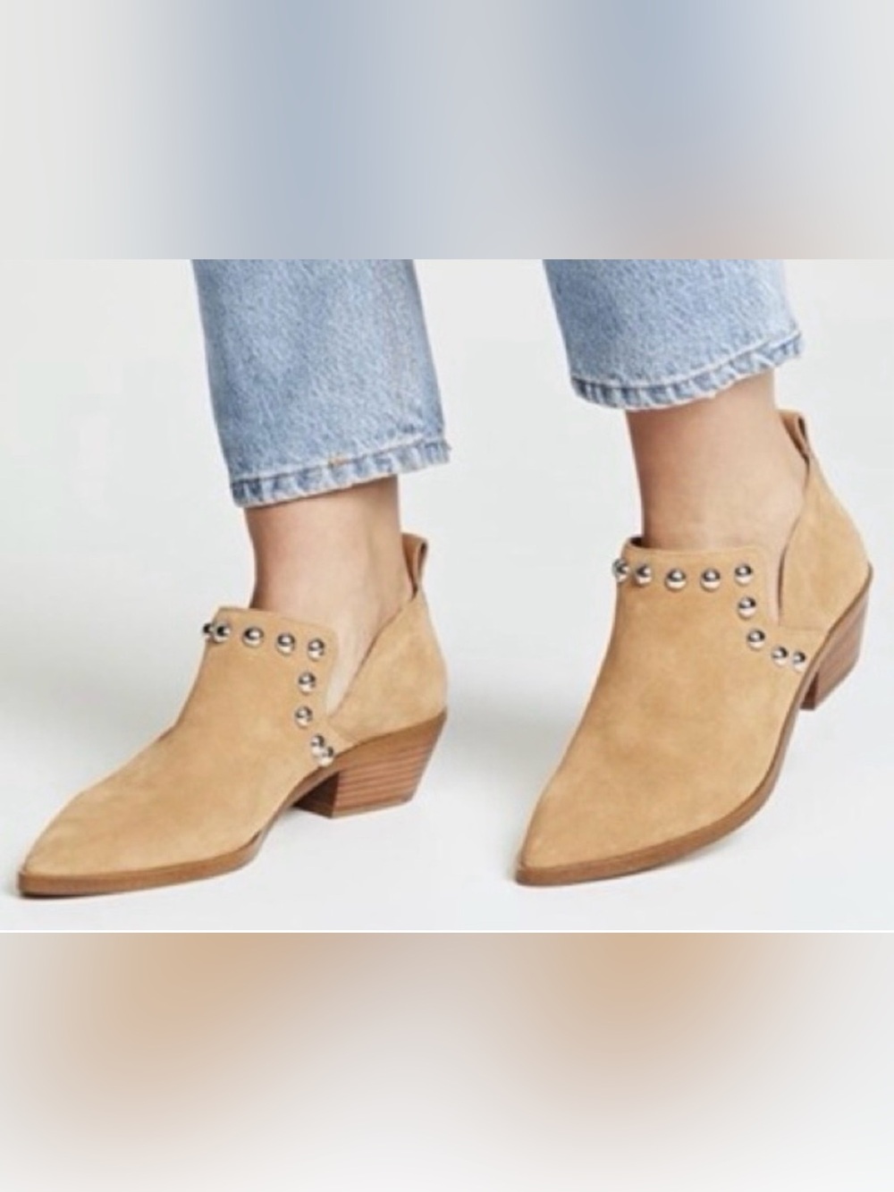 Rebecca Minkoff Katin Studded Suede Boots Tan 6M